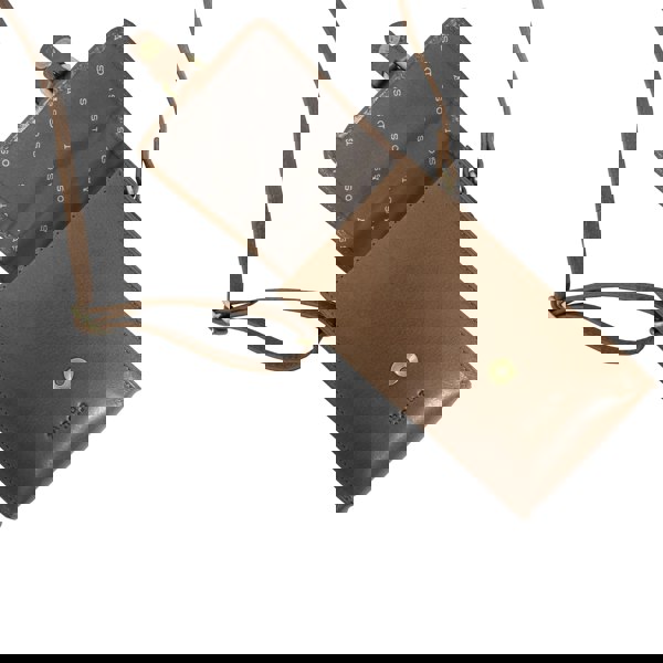 Assots London 'PETRA' Tan Polished VT Real Leather Mobile Phone Crossbody Bag