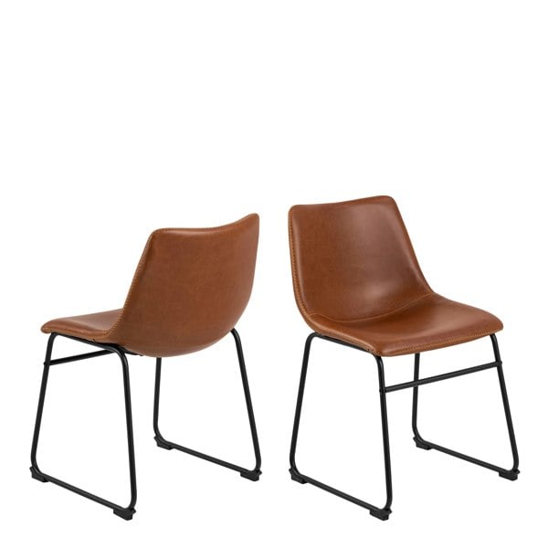 Furniture To Go I_Oregon Dining Chair In Brown with Cream Stitching Set of 2