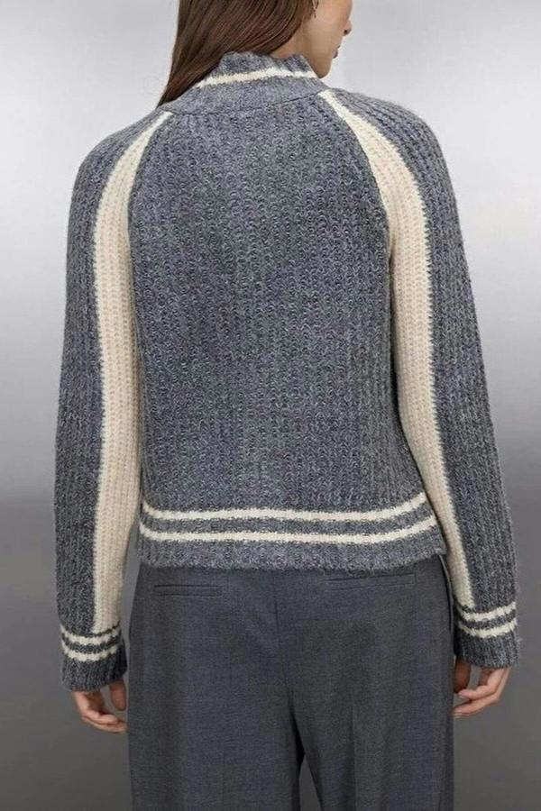 WOVCOR Soft Textured Knit Cardigan with Zipper Detail