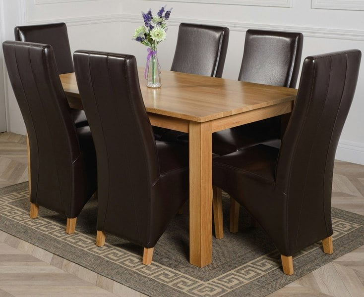 That's Furniture Oslo 150 x 90cm Medium Oak Dining Set with Lola Leather Chairs