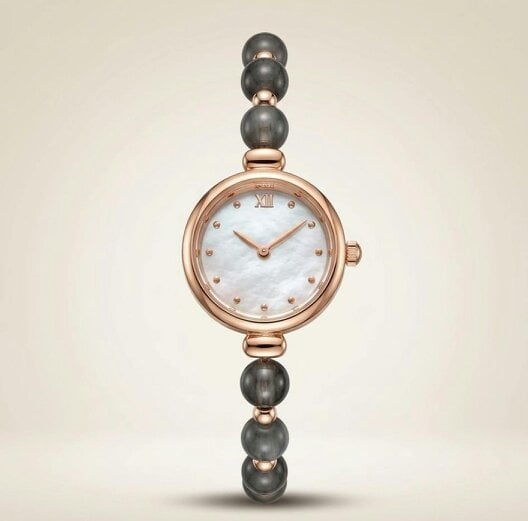 The Colourful Aura Elegant Rose Gold Beaded Dial Bracelet Watch