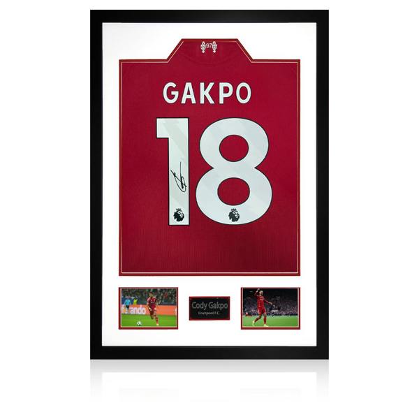 Cody Gakpo Signed Liverpool Shirt Premium Frame (ACG Cert)