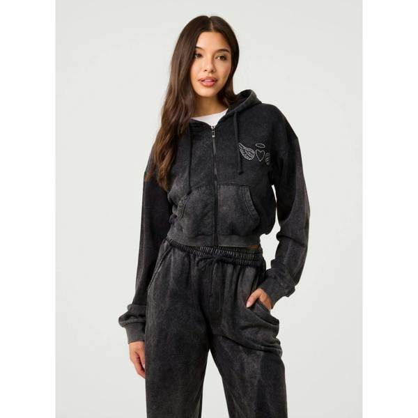 Pink Vanilla Halo Diamante Heart Zip Up Hoodie