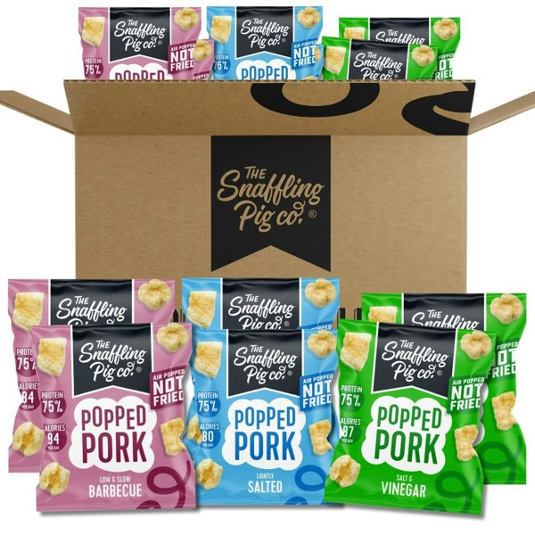 The Snaffling Pig Co Popped Pork - Mix Case | Air Popped Protein Snacks