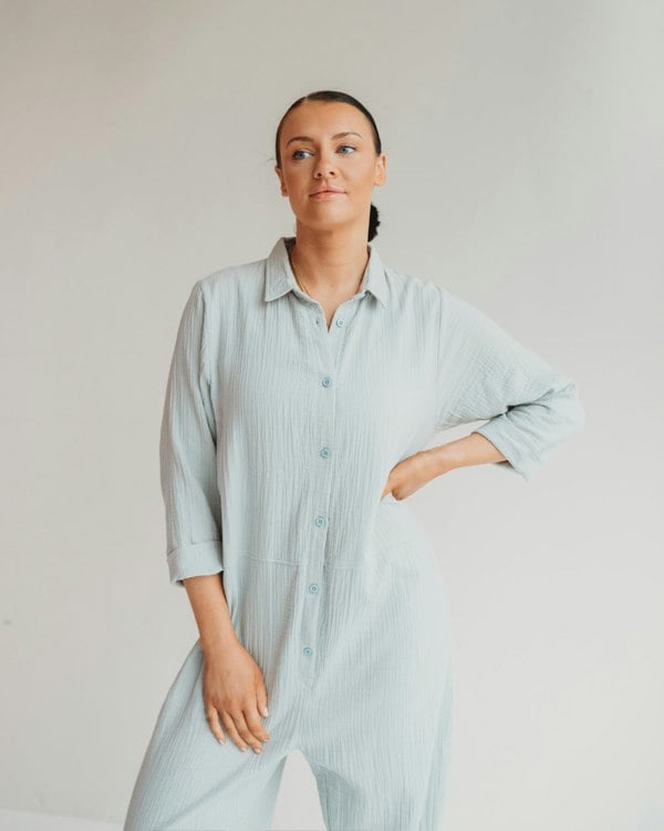 Shana Sky Blue Collared Jumpsuit- image 4