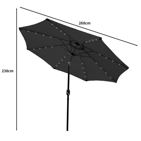 Monstershop Grey 2.7m LED Tilt Parasol