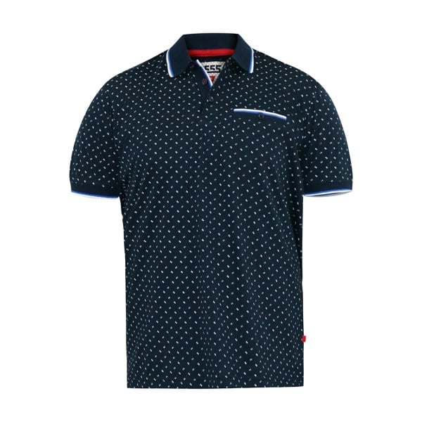 Duke Mens D555 Oakley All-Over Print Knitted Polo Shirt - Navy