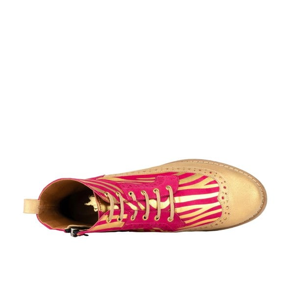 Embassy London Hatter - Pink & Gold Stripes - Women's Leather Ankle Lace-up Boot