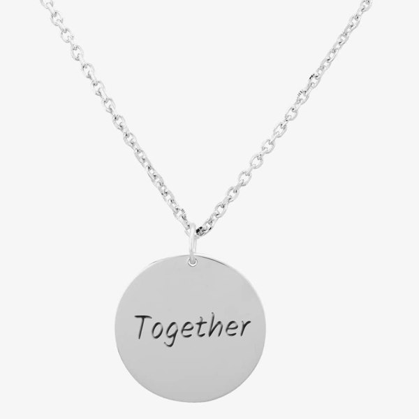 T. H. Baker Silver Classic Together Disc Pendant Necklace THB001604