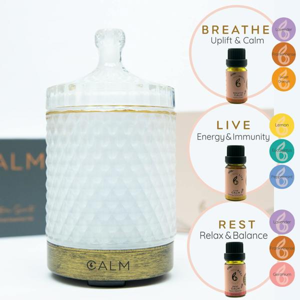 B Calm Aroma Diffuser with Blended Oil Steps - Stress relief, Energy Boost, Sleep & Hormone Balance