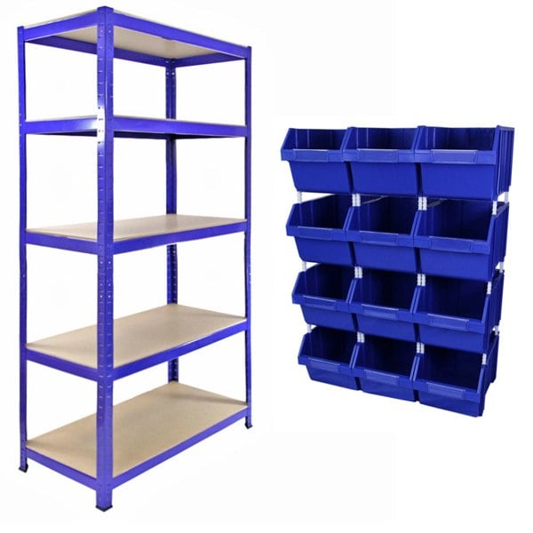 Monster Racking T-RAX Blue 90cm with 12 x Storage Quick Pick Bins