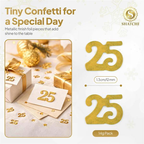 25th Birthday Gold Metallic Confetti Set for Party Tables and Celebration Displays image 1