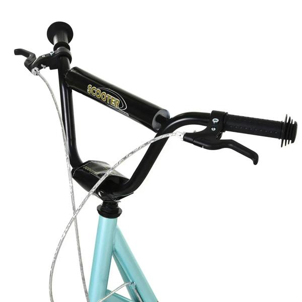 Kids blue kick scooter handlebar with black grips and brake lever