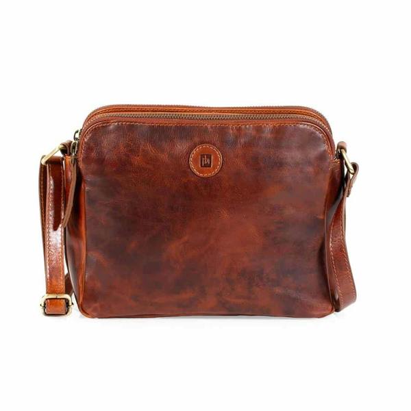 PRIMEHIDE Orion Leather Handbag Double Zipper