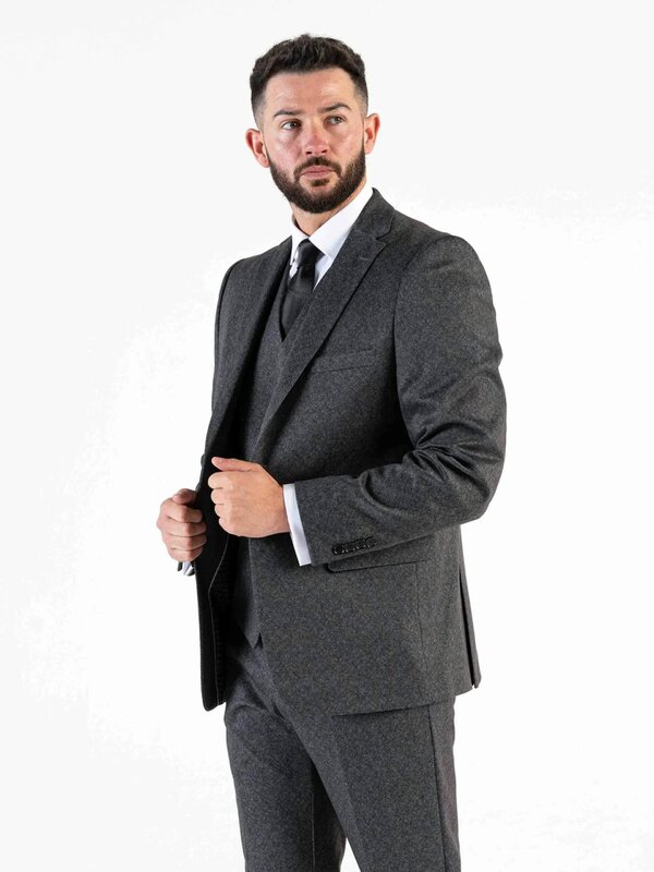 V2 Classic Herringbone - Dark Grey Three Piece Suit