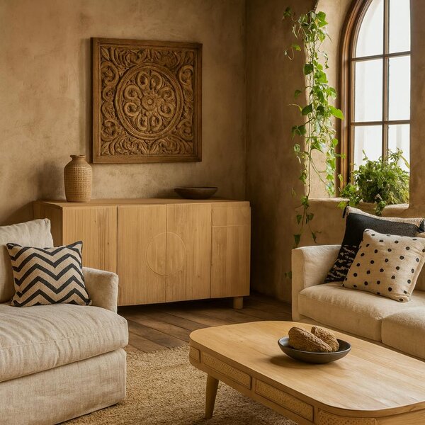 Wyld Haus Buffalo Large Natural Mango Wood 4 Door Sideboard