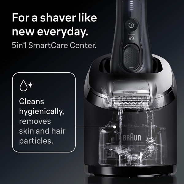 Braun Series 8 8663CC Electric Shaver, SensoAdapt, SmartCare Center - Grey