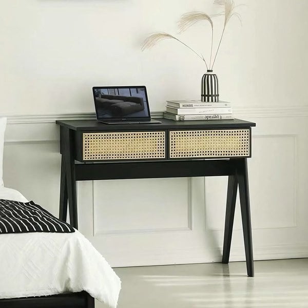 Detail view of Lambeth Office Desk, Black with large office desk