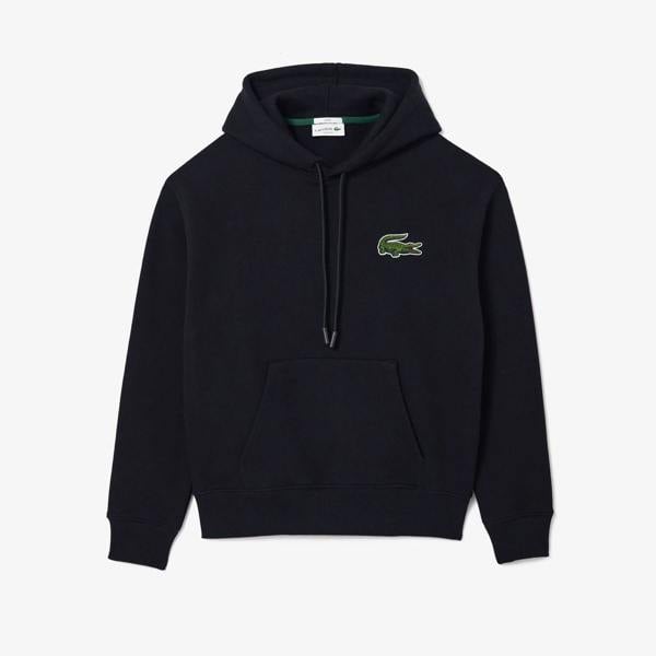 Lacoste Unisex Adult Fleece Loose Hoodie - Black