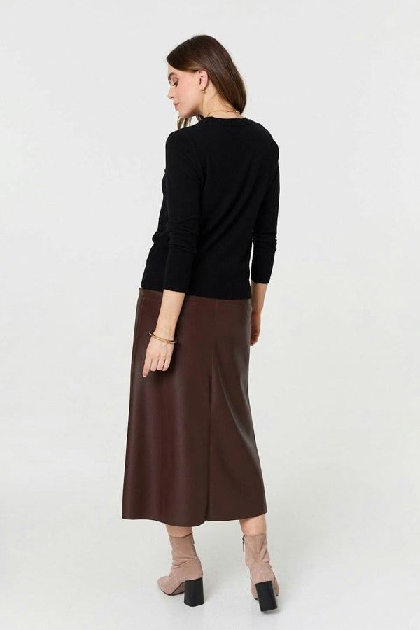 Black | Plain Soft Knit Long Sleeve Jumper
