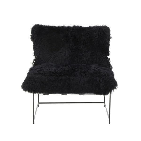 Furniture Edit Kimi Black Genuine Sheepskin Occasional Accent Chair