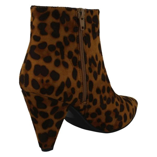 Spot On Ladies Spot On Leopard Print High Heel Ankle Boots F51124