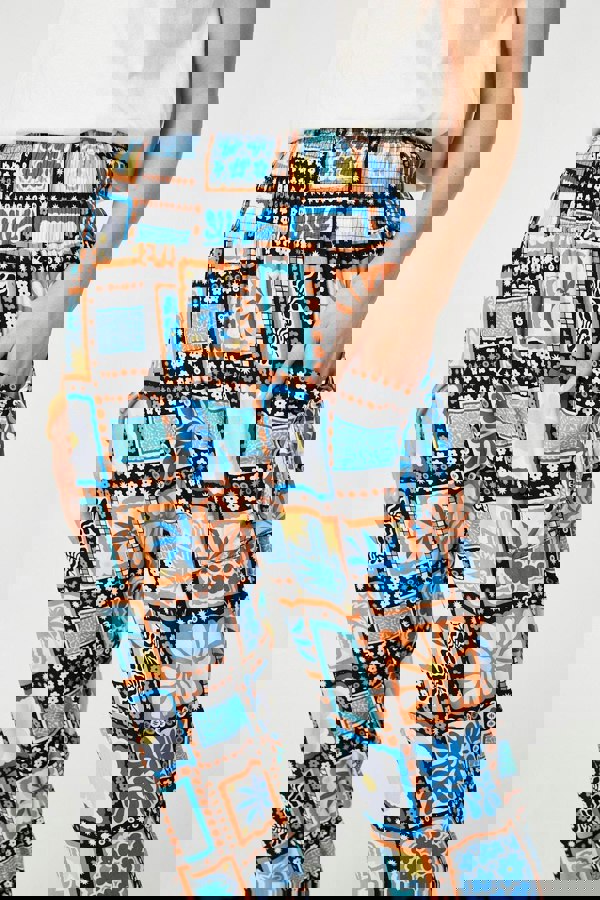 Black | Mosaic Print High Waist Harem Pants