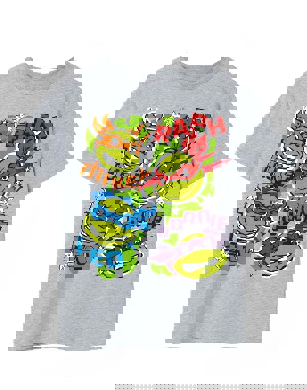 Teenage Mutant Ninja Turtles Unisex Kids Grey Doodle Ninja Faces Short Sleeved T-Shirt