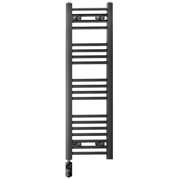 MYHOMEWARE 400 x 1000 mm Matt Black Electric Bathroom Towel Rail Radiator Heater With AF Thermostatic Electric Element Pre-Filled