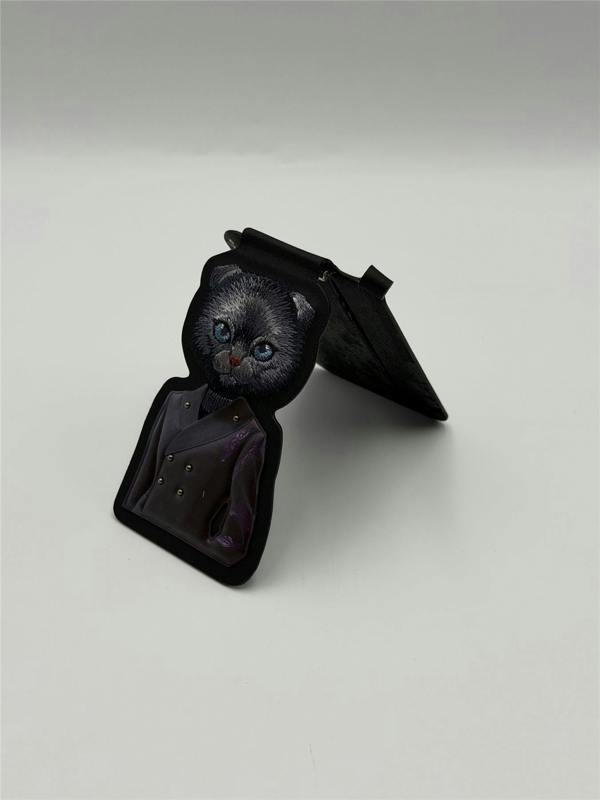 Nimmy Friends Nimmy Fashion & Cute Black Cat Series Embroidery Magnetic Stand with MagSafe Black - N-CXMC-ZJKT-03