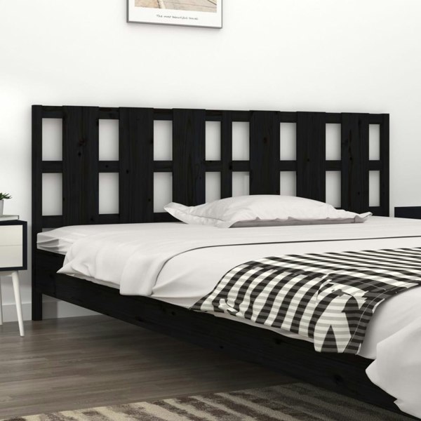 Berkfield Bed Headboard Black 205.5x4x100 cm Solid Wood Pine