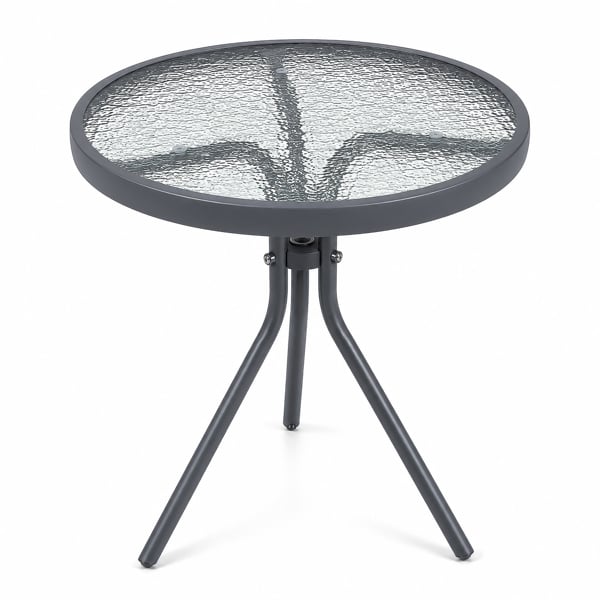 Metal Framed Glass Top Garden Side Table