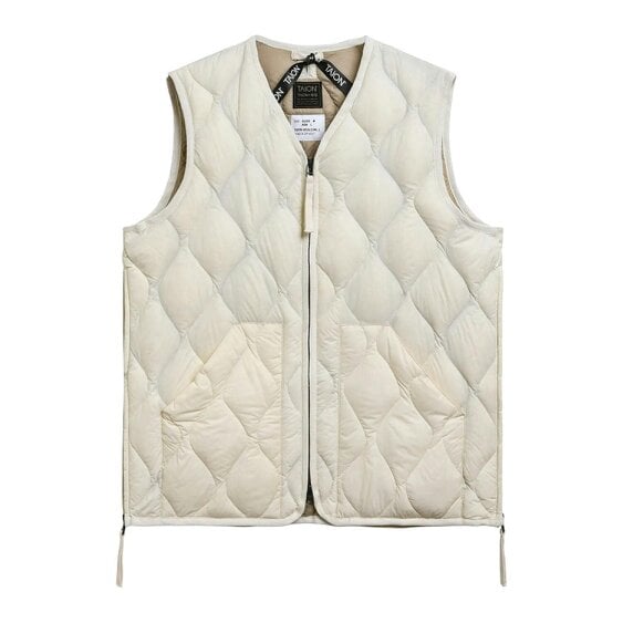 TAION Military V Neck Soft Shell Down Vest - Off White
