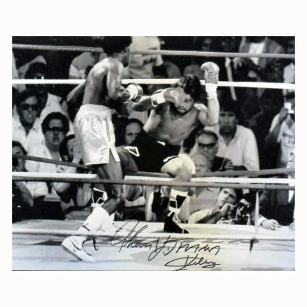 Thomas Hearns signed photo vs Roberto Duran — Premium framing
