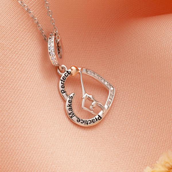 Parus Home Gymnastics Heart Necklace Sterling Silver And Rose Gold