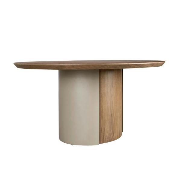 Angel Cerdá Round dining table walnut and metallic sand steel 1163