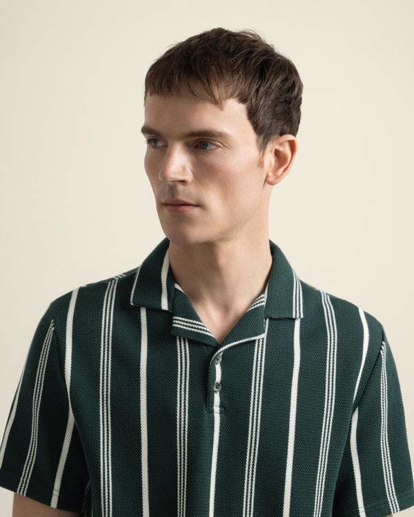 Larsson & Co Bakken - Green Striped Polo Shirt
