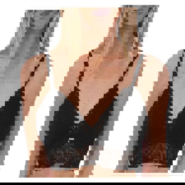 Boss Womens Bianca Triangle Lace Detail Bra - Black