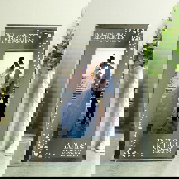 Personalised Memento Company Personalised Mr and Mrs 6x4 Diamante Glass Photo Frame