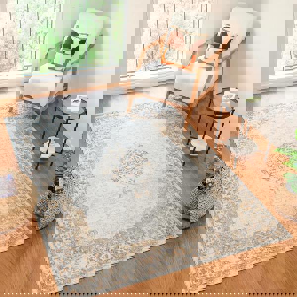 Livabliss Lillian-Washable Grey Brown Blue Green Traditional Vintage Boho Rug