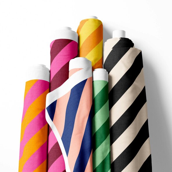 Love Frankie Helter Skelter Tilted Stripe Velvet Fabric