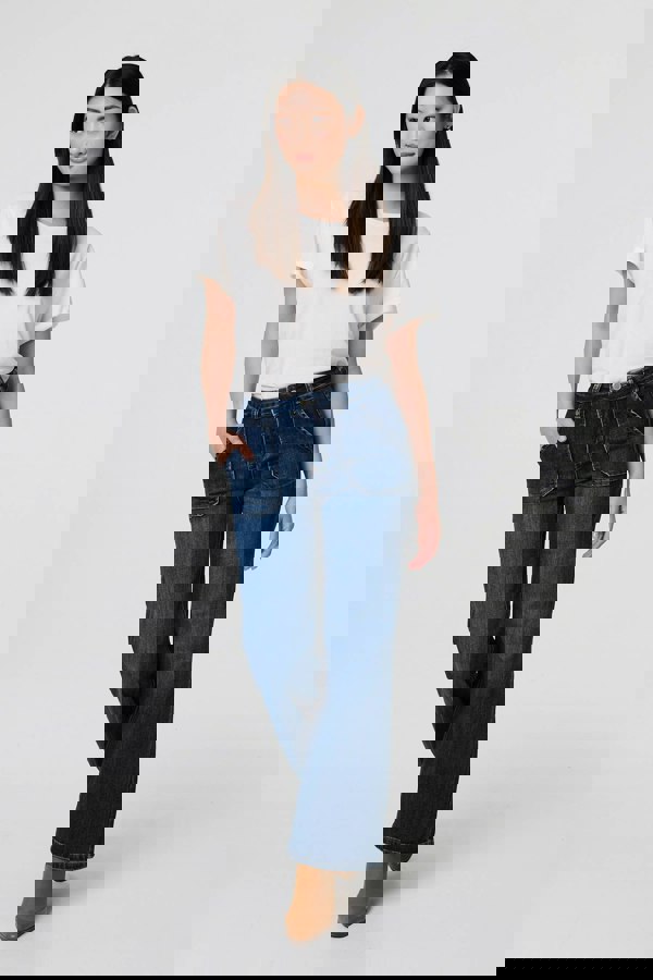 Blue | Denim Pocket Detail High Waist Jeans
