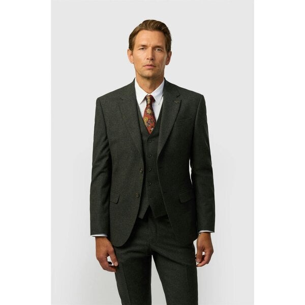 Ted Baker Tailored Fit Olive Texture Puppytooth Jacket