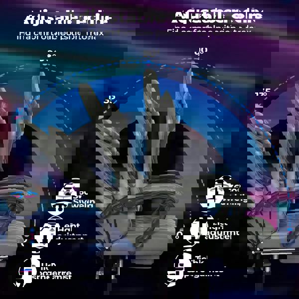 Levede Office Desk Chair PU Gaming Recliner Adjustable Height Swivel Grey