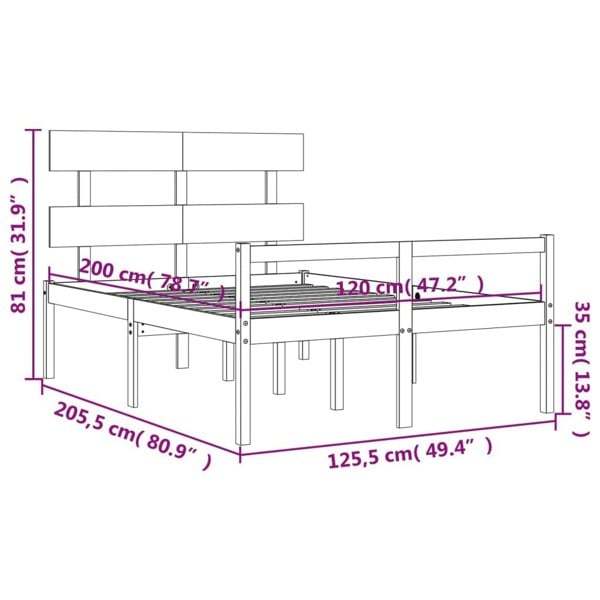 Berkfield Bed Frame with Headboard White 120x200 cm Solid Wood
