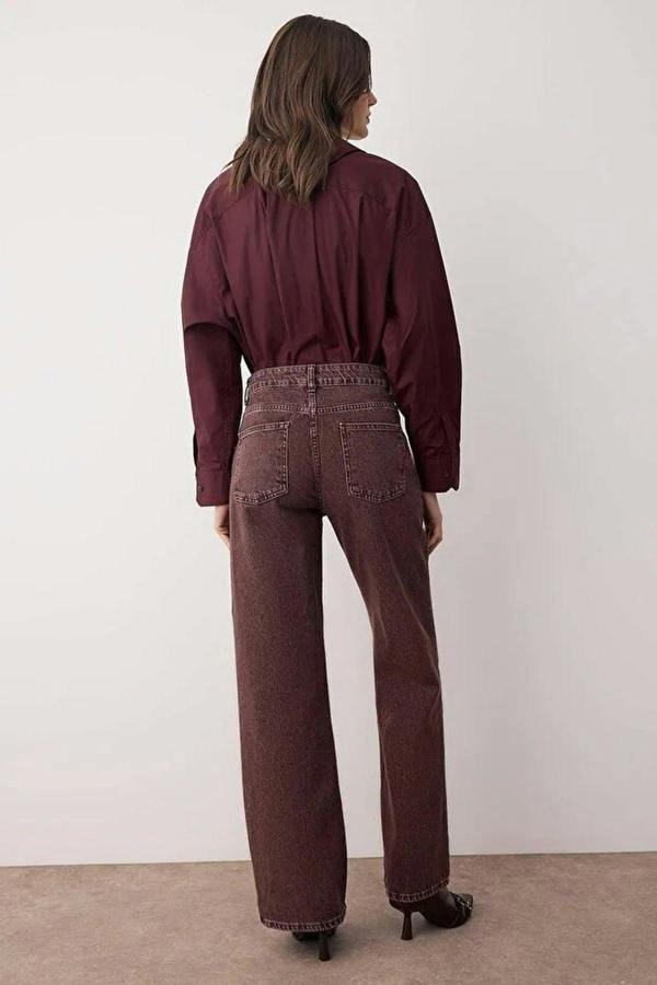 WOVCOR High Waist Vintage Wash Denim Wide Leg Jeans