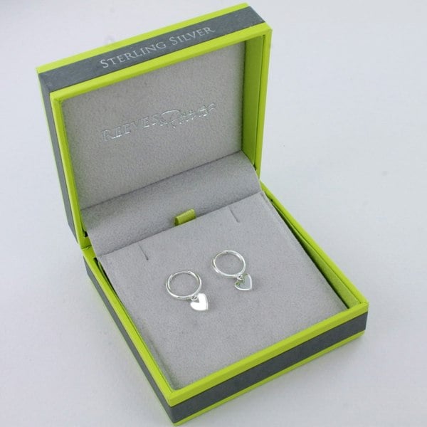 Heart Drop Sterling Silver Hoop Earrings - Reeves & Reeves