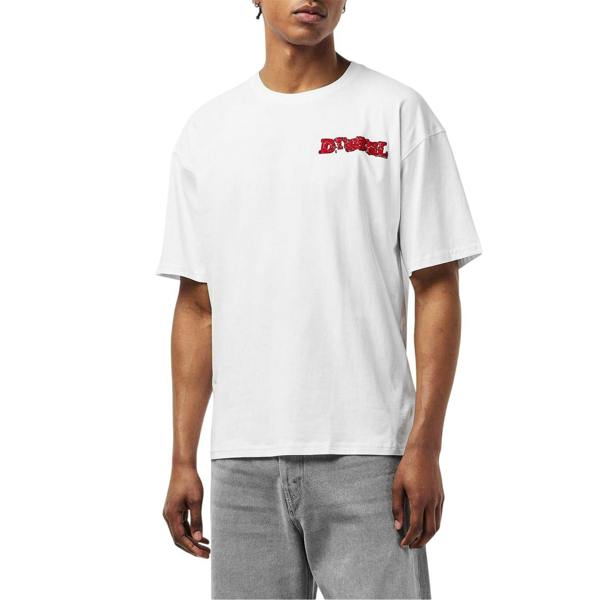 Diesel Mens Graffiti Logo Boxy T-Shirt - White - 