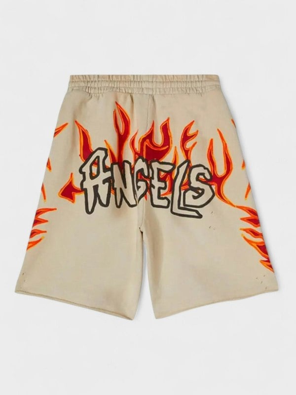 Palm Anges Graffiti Flames Sweatshorts Off White - Supplied FashionPalm Angels