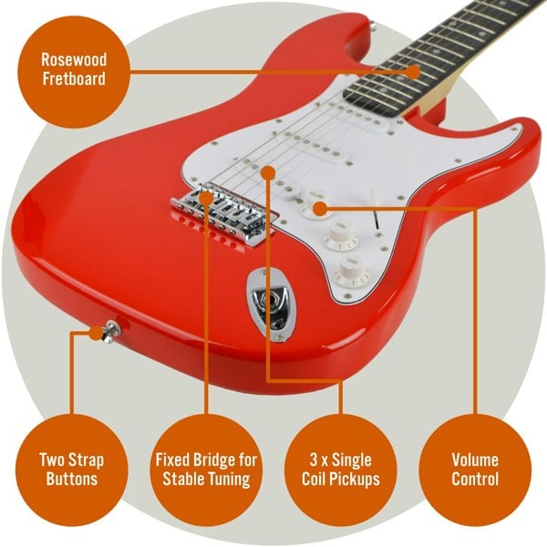 3rd Avenue Full Size Electric Guitar Red Electric Guitars#Colour_Red